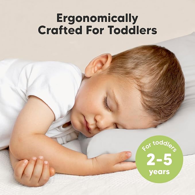 Toddler Pillow with Pillowcase - 13x18 My Little Dreamy Kids Travel Bed Pillows for Sleeping, Organic Cotton Small Pillowcase, Soft & Breathable, Machine Washable, Toddlers 2-5 years old (French Gray)