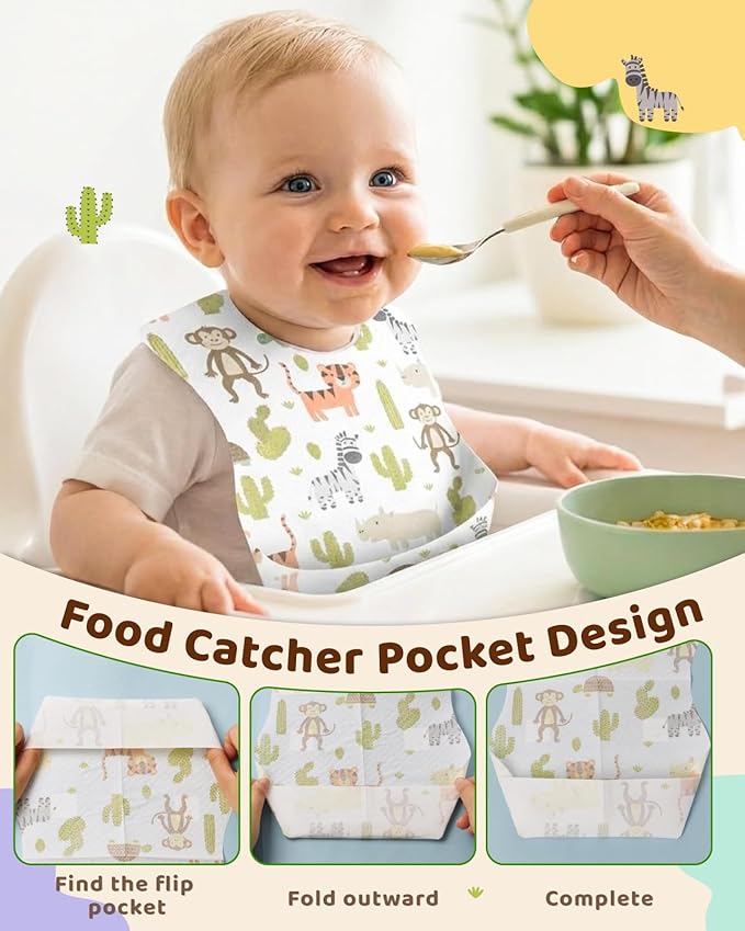 Lictin Disposable Baby Bibs, Individually Packaged, Hygienic and Convenient for Toddler, Baby Travel Essentials, 20/50pcs