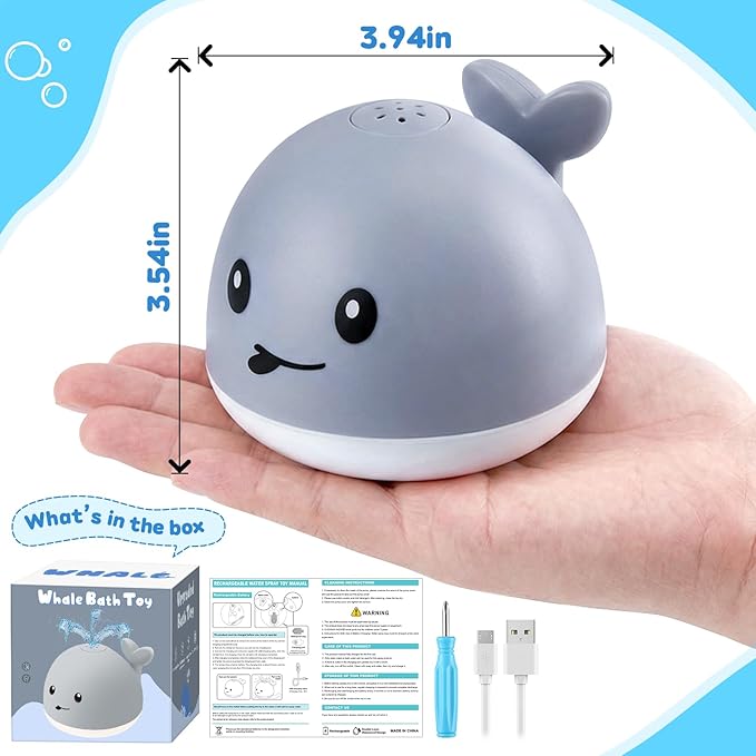 Gigilli Baby Bath Toys, Light up Bath Toys for Kids Ages 1-3, Easter Basket Stuffers 1 Year Old Boy Girl, 6-12-18 Months Baby Whale Bath Toy Sprinkler, Toddler Fountain Bathtub Pool Water Table Toys