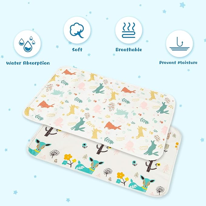 Catteyonce Baby Portable Diaper Changing Pad,Waterproof Changing Mat,Soft Comfortable,Foldable Travel Pad,Toddler Essentials Must Haves,Newborn Shower Gifts(2 Pcs 20“x27”)