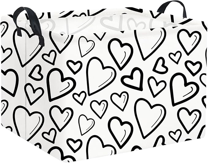 TIBAOLOVER Rectangular Heart Basket Kids Baby Girls Basket Cute Toy Storage Bin Organizer Shelf Book Love Room Decor(Black Light Heart)