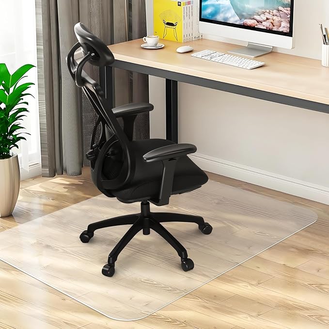 Chair Mat for Hard Floors, Computer Gaming Rolling Desk Chair Mat for Tile Floor, Small Floor Protection Mats for Home and Offic (Transparent, 48" x 36" Rectangle)