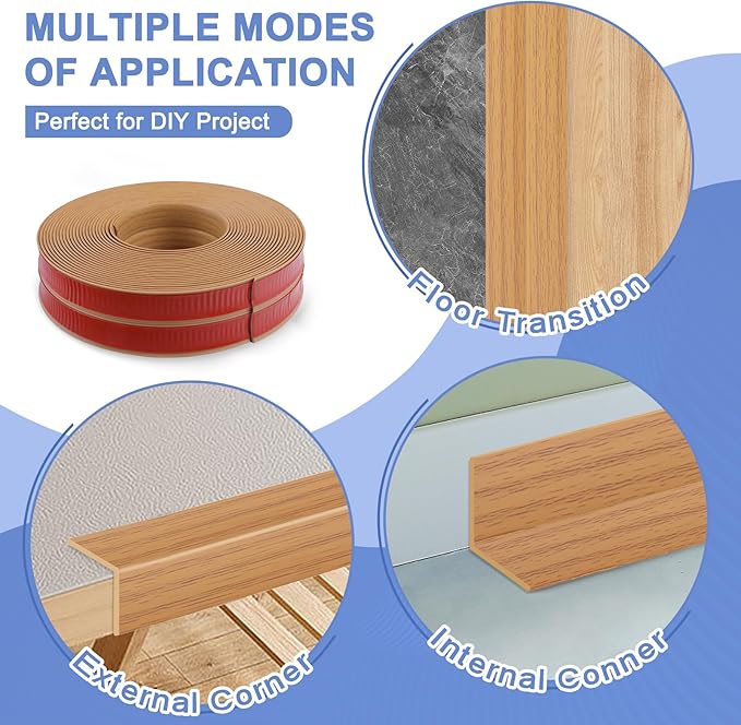 Wall Corner Protector Moulding Trim Peel and Stick Wall Corner Guards Trim Flexible Self Adhesive Edge Protector Moulding, 1.6 in x40 Ft, Light Brown Wood