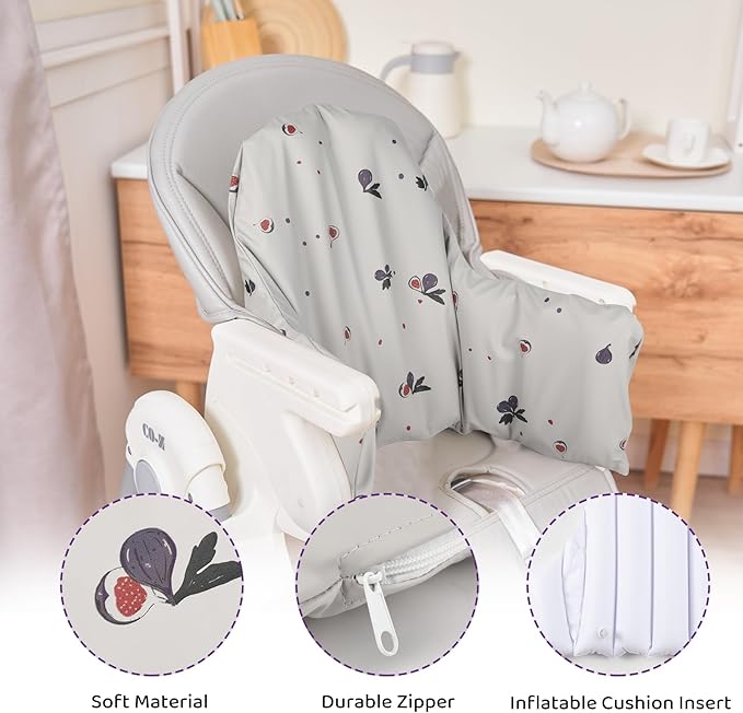 High Chair Cushion with Cover Pad for IKEA Antilop Babies Toddlers Inflatable & Reversible Built-in Inflatable Cushion
