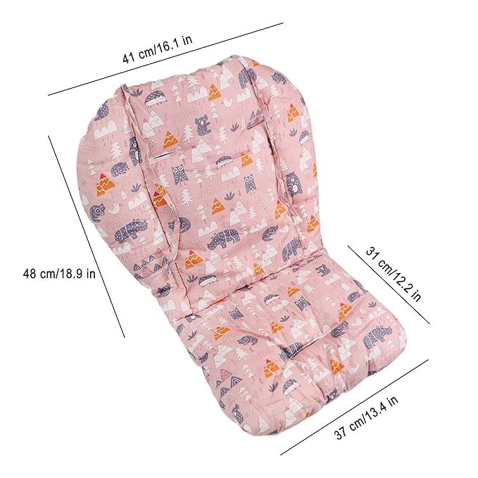 Baby High Chair Cushion, Thick Pad for Wooden High Chair, Baby Dining Chair Liner Mat (Pink Forest