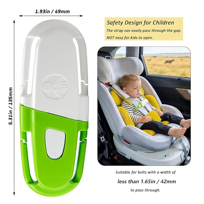 Universal Car Seat Chest Clip, Adjustable Harness Positioning Clip for Stroller and Booster Seat, Anti-Slip Shoulder Straps Holder Accessory for Parents (1 Pack, Green&White)
