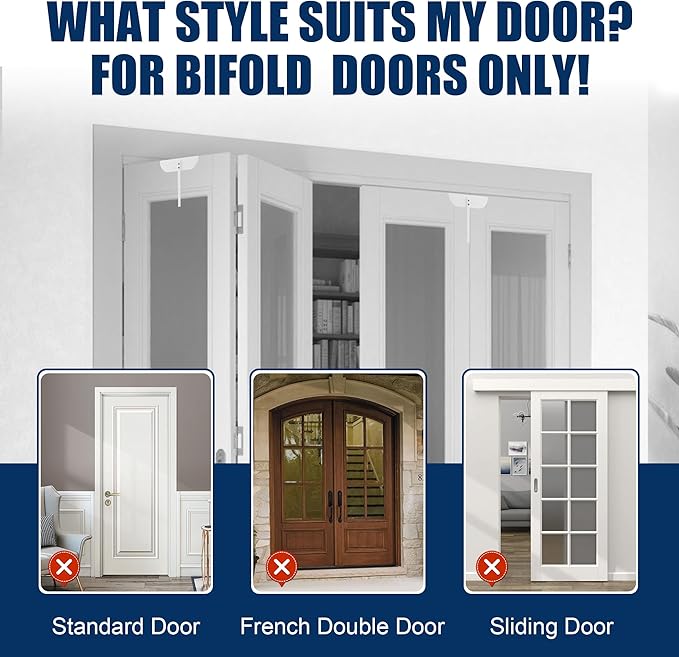Bifold Door Lock- Metal Double Door Child Safety Locks Keep Toddler, Cats&Dogs Out of Pantry, Closets, Cabinets