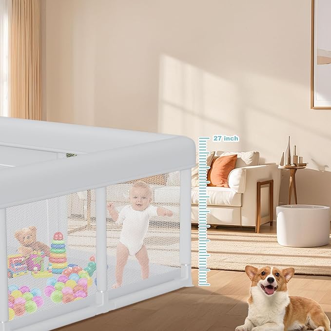 Large Baby Playpen 74x50 Inch PlayPen for Babies and Toddlers, Play Yards for Indoor & Outdoor with Zipper Gates, Breathable Mesh