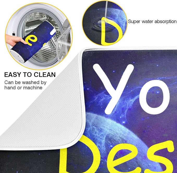 Starry Personalized Dish Drying Mat for Kitchen Counter, Custom Drying Pad with Image Logo Text, Drainer Mats for Countertop for Travel Festivals Family Memories, Large 18" x 24"