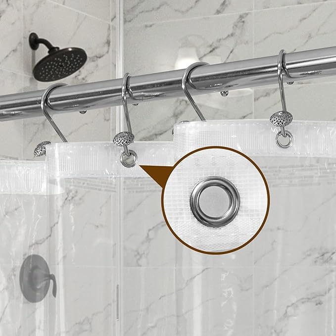 Barossa Design Super Long Clear Shower Curtain Liner 72" Wide x 108" Height - See Through Plastic Bath Curtain with Metal Grommets for Bathroom - Clear, 72x108