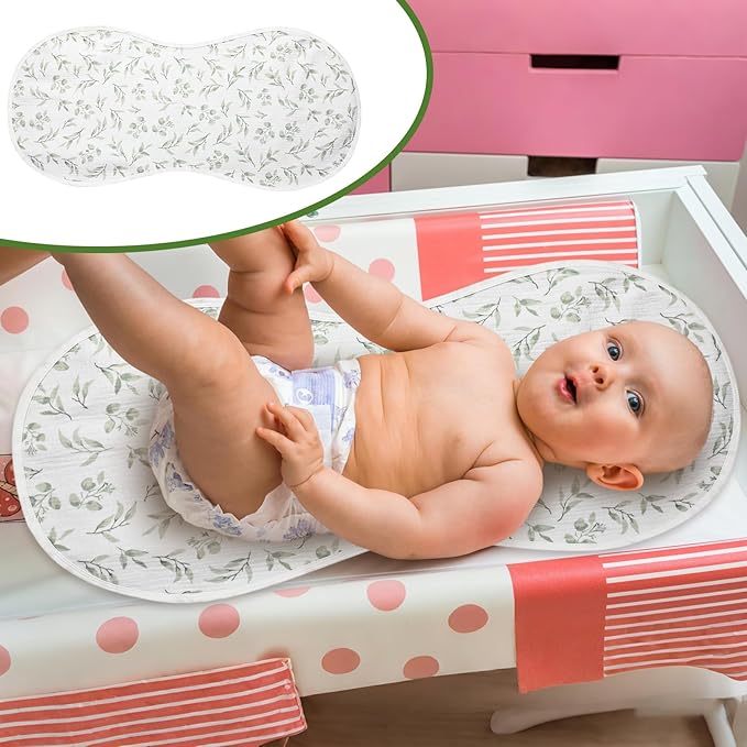 Hahafelt 3 Pcs Changing Pad Liners Fits in Peanut Shape Changing Pad Waterproof Diaper Mats Organic Cotton Peanut Mats are Warm on a Baby's Back, Washable Reusable (Print Style,White)