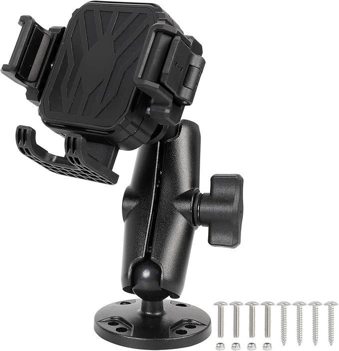 FPN Phone Mount Holder with Vibration Dampener [Camera Friendly] [1s Lock & Release] [Aluminum Round AMPS Base & Medium Arm], for Car Boat Truck, Fits 4.7-7.2" Smartphones
