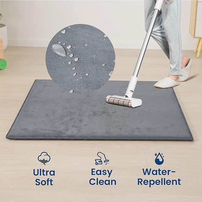 Baby Play Mat for Floor,Large 79"×79" Playpen Mat for Toddler,Infant,Kids,1.3" Thick Non-Slip Nursery Rug,Water Repellent Soft Padded Activity Mats for Tummy Time,Crawling,Playroom(Dark Grey)