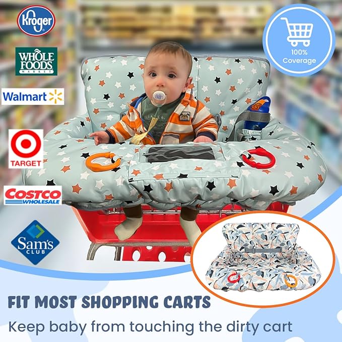 Shopping Cart Cover for Baby and Toddler, Waterproof Grocery Cart and High Chair Cover, Soft Padded Cart Cover for Babies, Universal Fit for Costco, Target and Restaurant High Chairs