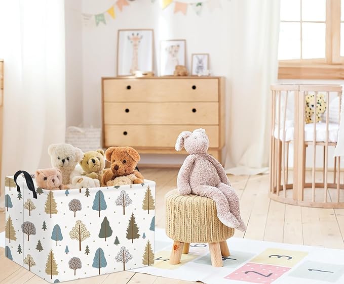 TIBAOLOVER Rectangular Kids Storage Bin Gift & Baby Organizer Shelf Book Basket Room Decor (Grey Tree)