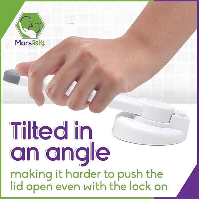 Mars Baby Child Safety Toilet Seat Lock - Easy to Install and Use Toilet Lock, Baby Proof Your Bathroom - Easy Install No Tools Needed - Fits Most Toilets - 1 Pack