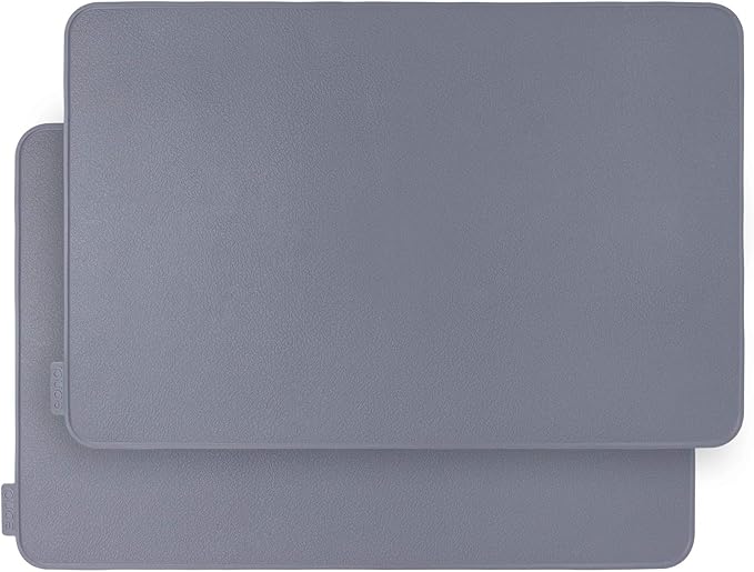 Kamehame Silicone Placemats, Placemats for Dining Table Set of 2 Non Slip Heat Resistant Table Mats 17.5 x 11.4 inch with Raised Edges