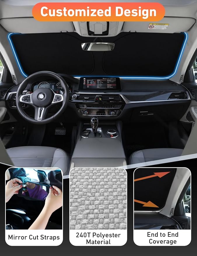 EcoNour Windshield Sun Shade for Chevrolet Equinox 2025–2026, Sun Visor for Front Windshield & Window Sunshade Cover, UV Heat Blocker & Protector, Car Accessories