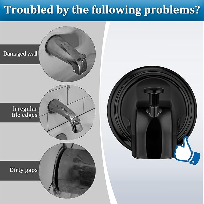 Enhon Metal Tub Spout Cover Ring, Bathroom Faucet Remodeling Wall Plate with Foam Gasket, 1-1/2 Inch ID and 3-5/8 Inch OD (Matte Black)