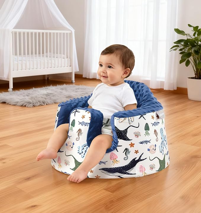 Seat Cover Compatible with Bumbo and Nuby Seat, Booster Seats Accessories, Soft Breathable Cover for Baby Girl Boy, Cover Only