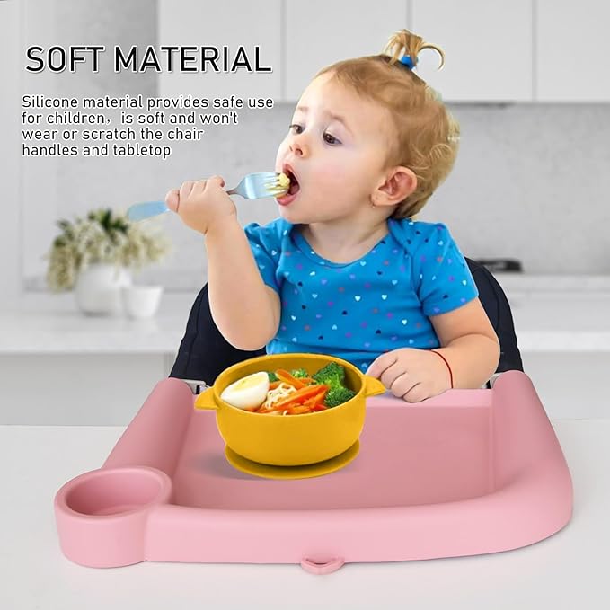 Baby Dining Tray Compatible with Inglesina Fast Table Chair Silicone Baby Dining Tray for Clip-On Fast Table Chair Dishwasher Safe BPA Free Silicone Removable Dining Tray Accessory -Deep Pink