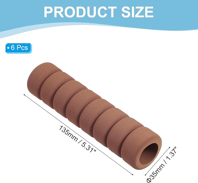 PATIKIL EVA Foam Door Handle Cover, 6 Pcs Anti-Collision Door Knob Spiral Covers Door Handles Protective Safety Cover Guard Sleeve for Bedrooms Bathrooms Offices Furniture, Brown