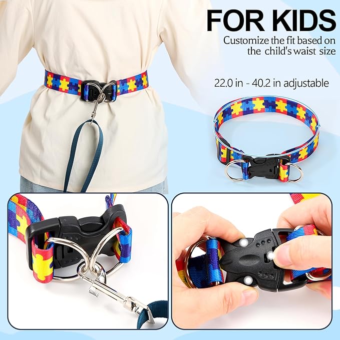 Waist Leash Harness for Kids with Autism, Hands-Free Safety Tether to Prevent Wandering in Public, Adjustable Waist Belt Leash for Autistic, ADHD & Special Needs Children, Fits Big Kids Ages 3–12