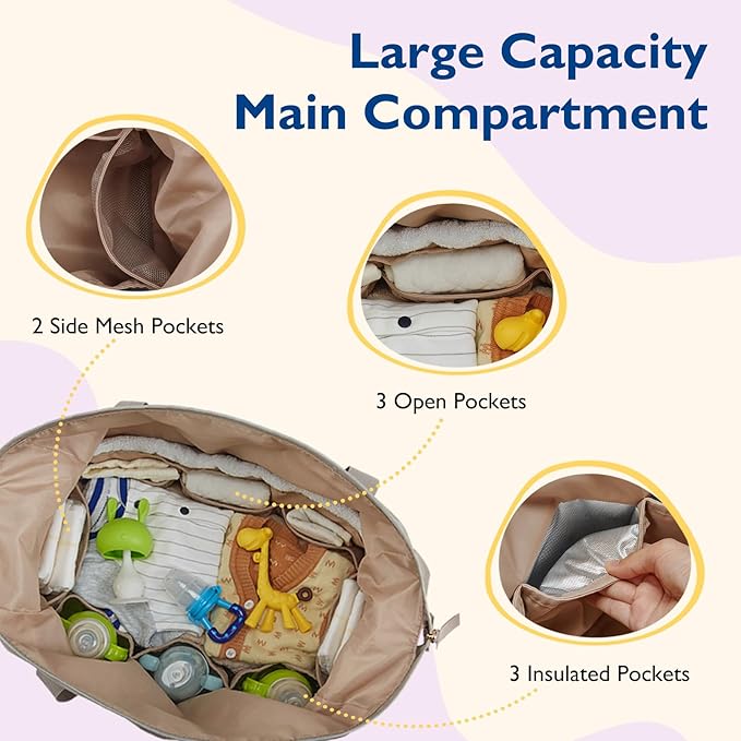 mommore Diaper Bag Tote, Large Capacity Travel Diaper bags, Hospital Bag for Labor Delivery, Baby Bag with Pacifier Case | Hospital Bag, for Labor Delivery, Baby Bag, with Pacifier Case