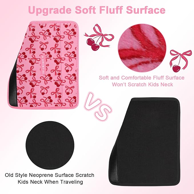 Amintiri Seat Strap Shoulder Pads for Kids, Seat Belt Cover for Children, Soft Furry Seat Belt Cushion for Travel, Cartoon Car Seat Belt Pad Cover for Boys and Girls.