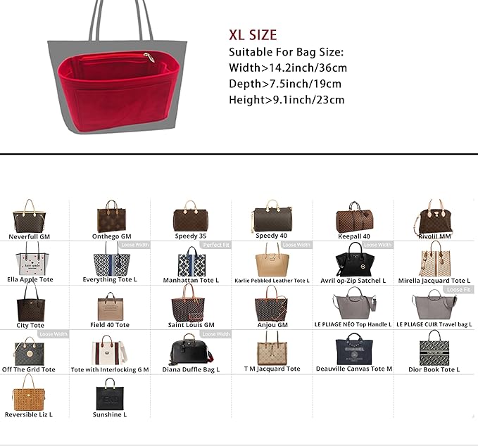 Purse Organizer Insert, Suede Bag Organizer Handbag Tote Shaper, Suede Material, Soft and Non Damaging Bag (Beige, X-Large)