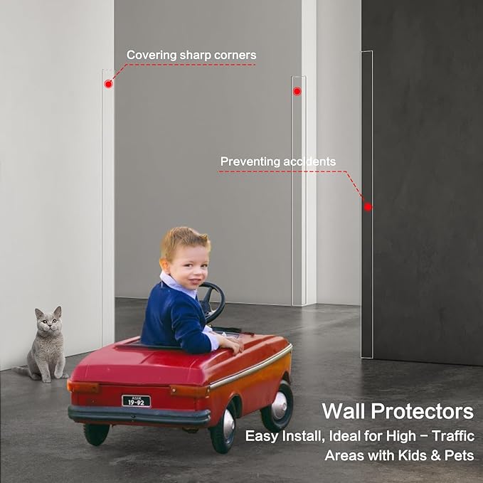 2PCS Clear Self-Adhesive Night Stand Corner Protectors，Corner Guards & Edge Protector for Wall Door Frame Cabinet Baseboard & Door, Table, Stair (16" X 1.18")