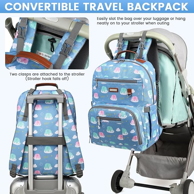 BILLITON MASHI Diaper Bag Backpack, Large Baby Nappy Bags with Portable Changing Pad for Boys and GirlsMultifunction Travel Baby Bag for Moms Dads, Shower Gifts Waterproof and Stylish