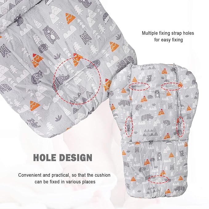 KRIZJUES Baby High Chair Cushion, Thick Pad for Wooden High Chair, Baby Dining Chair Liner Mat (Grey Forest)