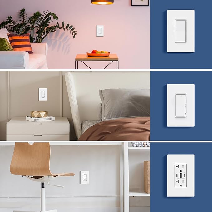 AIDA 1-Gang Screwless Decorative Wall Plates, Mid-Size Unbreakable Thermoplastic Faceplate Cover for Decorator Receptacle Outlet Switch, UL Listed (1 Pack, Matte White)
