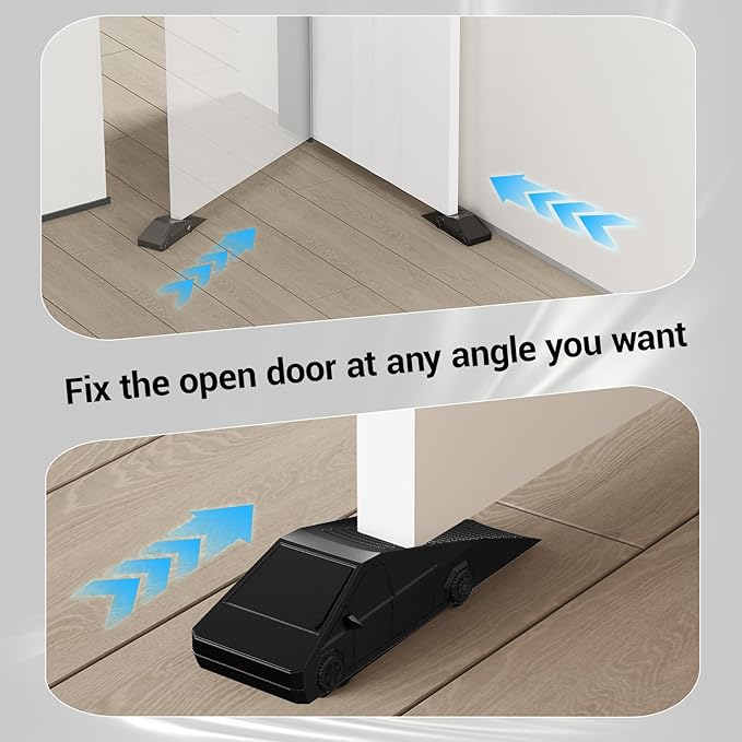 Funny Tesla Cybertruck Door Stoppers for Bottom of Door, Anti-Slip Rubber Heavy Duty Door Stop Wedge, Large Doorstop 2 inches High Gate Holder Suits Any Floor＆ As a Gifts