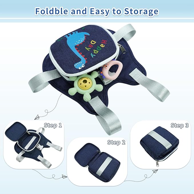 Toddler Harness Backpack Leash with Wrist Link | Cute Dinosaur Anti-Lost Walking Strap for Kids | Foldable & Adjustable Child Safety Belt for Boys & Girls