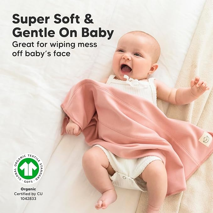 Organic Burp Cloths Baby Boy, Girl - 6-Pack Large 100% Cotton Burping Cloths for Babies, Spit Up Rags, Super Absorbent, Ultra Soft Newborn Rag, Gender Neutral, Machine Washable, Durable (Butterflies)