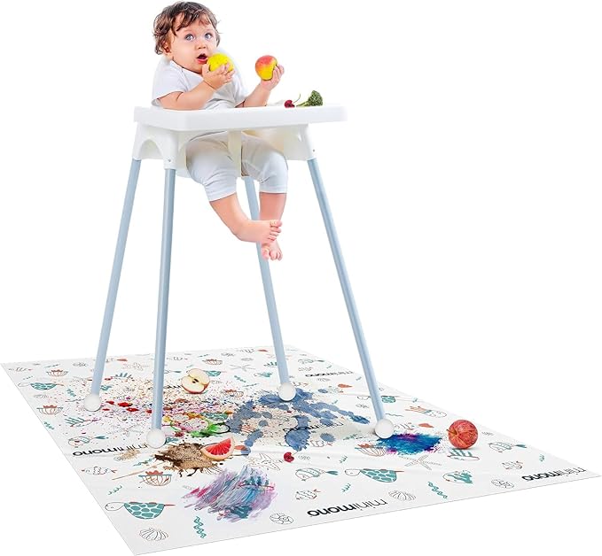 Baby Splat Mat for Under High Chair - 10 Pcs Disposable and Waterproof Splash Mats - 40"x47" Multipurpose Activity Mat for Picnic, Arts and Crafts - Baby Led Weaning Supplies (Sea Animals)