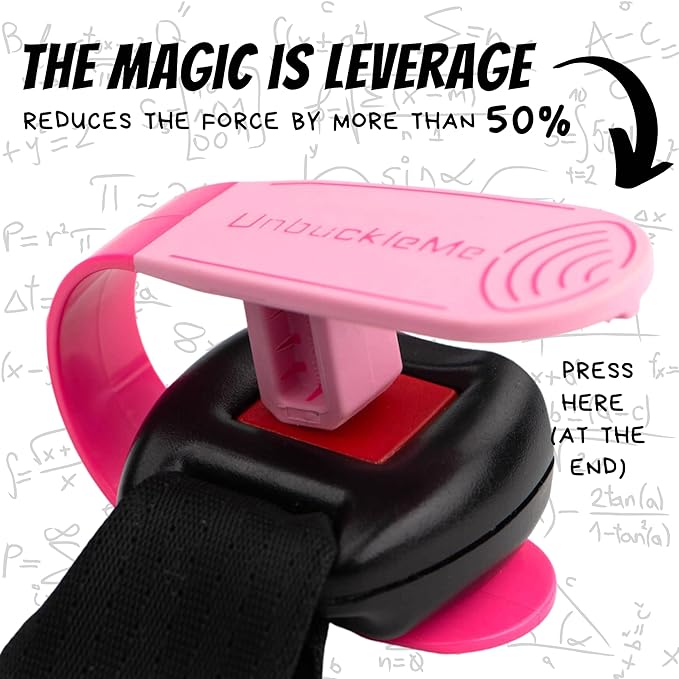 UnbuckleMe Car Seat Buckle Release Tool (As Seen on Shark Tank) - Easy Opener Aid for Arthritis, Long Nails, Older Kids - Button Pusher for Infant, Toddler Car Seats (2 Pack, Pink & Purple)