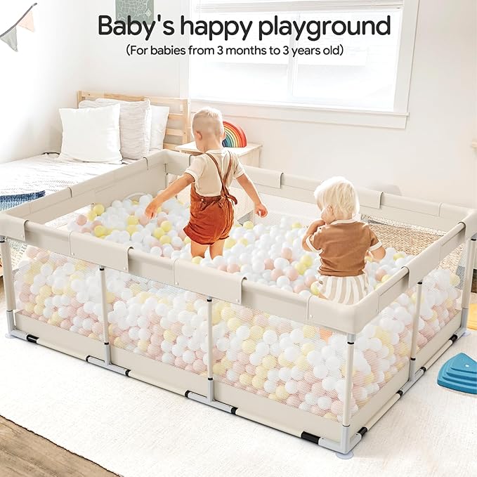 Fodoss Baby Playpen, 71x47inch Large Playpen for Babies and Toddlers, Indoor & Outdoor Play Yard, Baby Fence Play Area