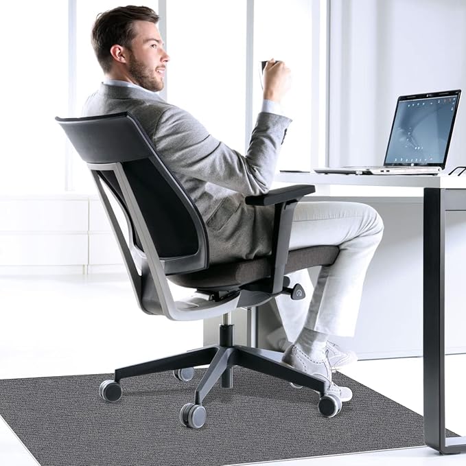 Sycoodeal Office Chair Mat for Hardwood Floor,Office Computer Gaming Chair Mat for Tile Floor,Large Floor Protector Rug,Anti-Slip,Easy to Clean,Grey(40"x55")