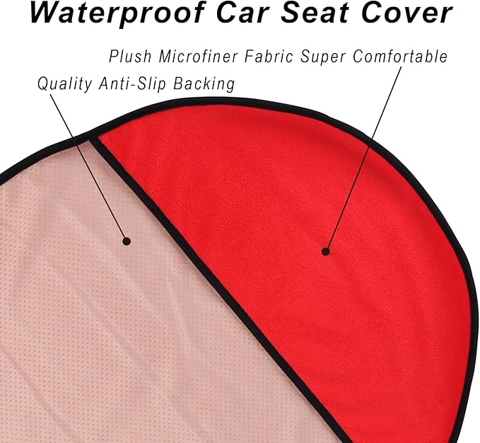 LoyaGour Car Seat Cover Protector Front Seats,for Gym Workout,Running,Swimming,Beach and Hiking,Waterproof Sweat Towel Bucket Seat Covers for Cars SUV Trucks (Red, 2Pcs)