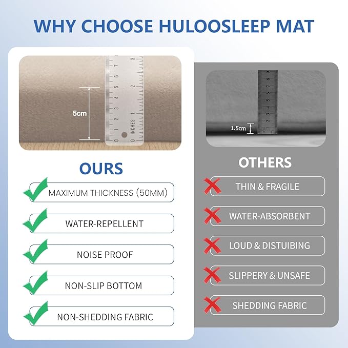 Huloo Sleep 2" Thick Extra Safety Baby Play Mat for Floor,Ultra Soft Elasti-Foam 50x50 Playpen Mat for Toddlers Infant Kids,Non-Slip Backing Safe for Crawling&Tummy Time,Tatami Style (Beige)