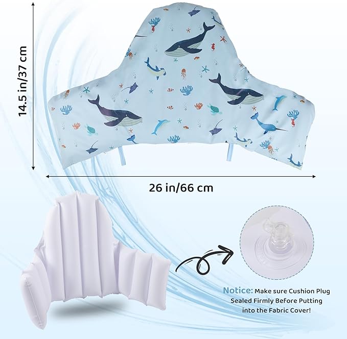 High Chair Cushion with Cover Pad for IKEA Antilop Babies Toddlers Inflatable & Reversible Built-in Inflatable Cushion