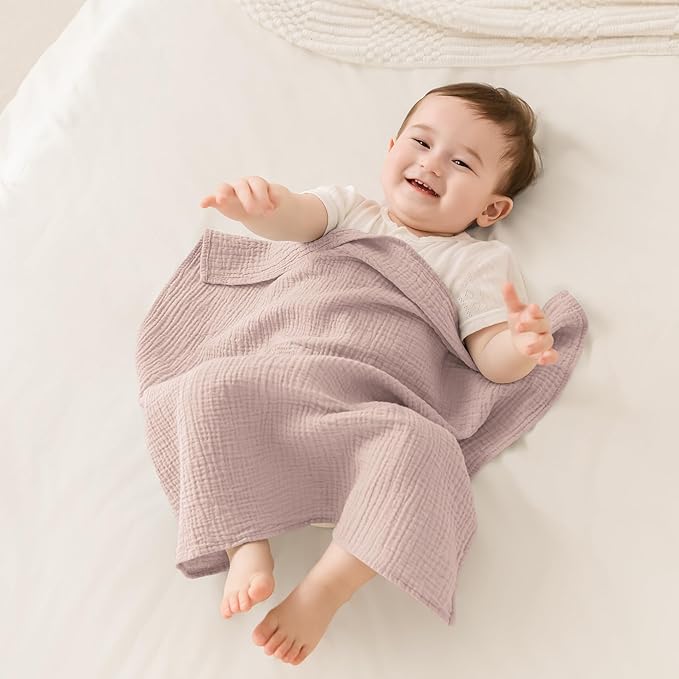 Susurration Baby Burp Cloths Muslin 100% Cotton Burp Cloths 5 Pack, Organic Fabric Burp Cloths for Baby Boy Girl, Newborn Essentials Registry-Brown