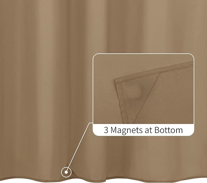 ALYVIA SPRING Coffee Brown Fabric Shower Curtain Liner Waterproof - Soft & Light-Weight Cloth Shower Liner with 3 Magnets, Hotel Quality & Machine Washable - Standard Size 72x72, Coffee