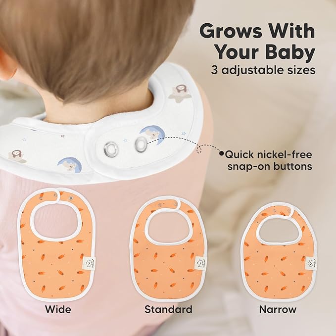 8-Pack Organic Baby Bibs for Boys, Girls - Soft Cotton Drooling and Teething Bibs for Baby Girl & Boy, Extra Absorbent, Easy to Clean & Put On for Toddler, Newborn, Infant 0-24 Months (Cosmo)
