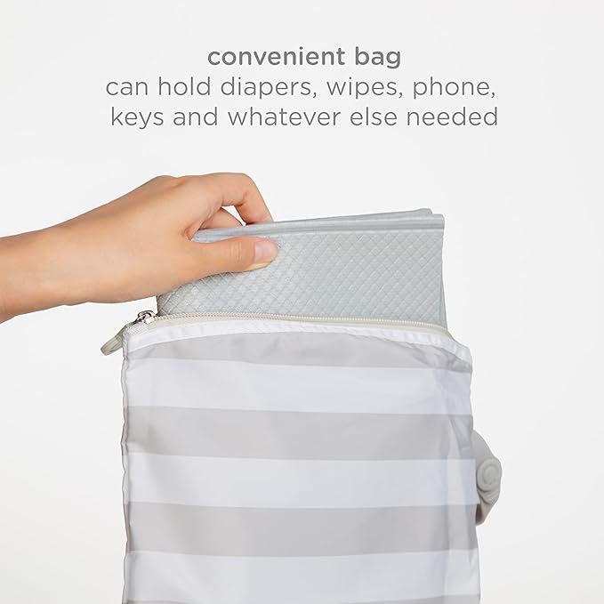Ubbi On-the-Go Changing Mat with Carrying Bag, Soft and Comfortable Diaper Bag Accessory Must Have for Newborns, Easy to Clean, Portable Changing Pad, Gray