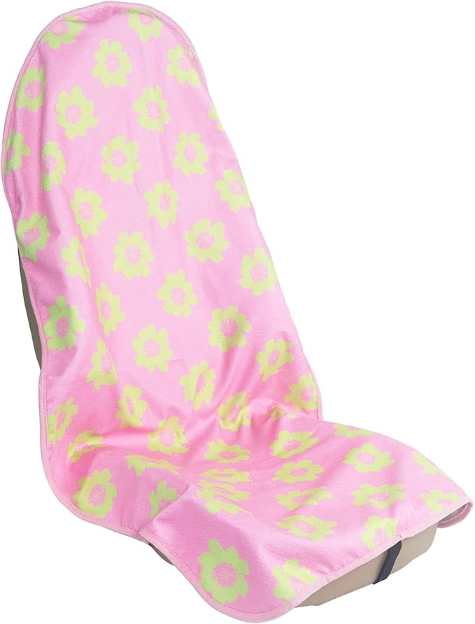 LoyaGour Car Seat Cover Protector Front Seats,for Gym Workout,Running,Swimming,Beach and Hiking,Waterproof Sweat Towel Bucket Seat Covers for Cars SUV Trucks (Flower and Pink, 1Pcs)