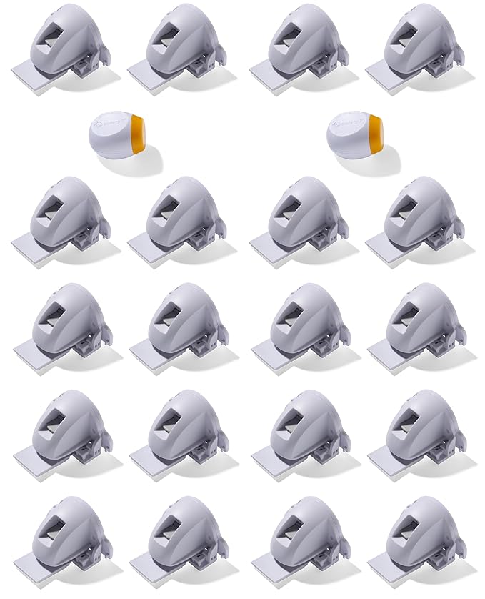 Safety 1st Adhesive Magnetic Cabinet Locks, Includes 20 Child Locks for Cabinets & Drawers, 2 Keys, White
